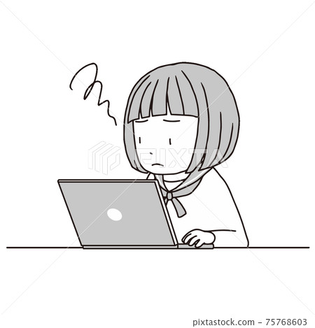 筆記本電腦和鮑勃女孩：困惑不解（遠程課程，在線課程，視頻電話） 75768603