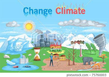 Temperature rising and animal extinction, climate change and danger for ecology. Natural disasters cataclysms 75768803