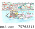 World Heritage Skyline-Portugal-Porto-Wine Ship and Eiffel Bridge 75768813