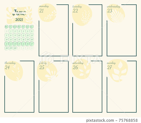 Wall calendar page template with seasonal graphics for month. June summer themed calender page 75768858