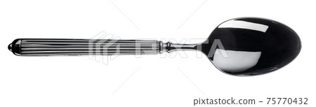 Silver spoon cutlery isolated on white background Silver spoon cutlery isolated on white background 75770432