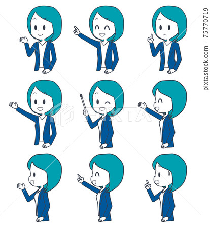 Business woman facial expression set 75770719