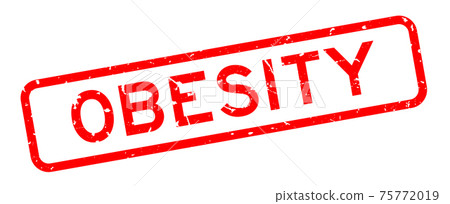 Grunge red obesity word square rubber seal stamp on white background 75772019