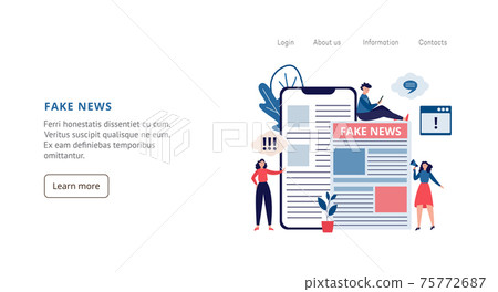 Concept of fake news, false information, hoax in social media or websites. 75772687