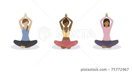 yoga girl meditation and healthy lifestyle set 75772967