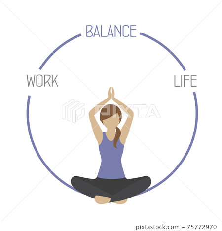 yoga girl work life balance circle healthy... - Stock Illustration ...
