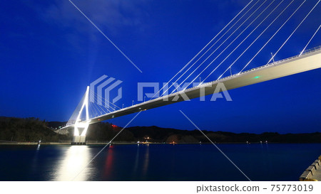 Night view of Kesennuma Bay Crossing Bridge Night view of Kesennuma Bay Crossing Bridge 75773019