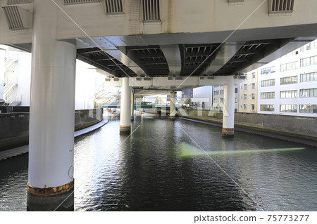 從Yoroihashi看日本橋河的上游方向 75773277