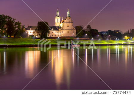 Night church in Krakow, Poland Night church in Krakow, Poland 75774474