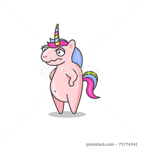 Cute Cartoon Unicorn Character Icon on White Background. Vector Cute Cartoon Unicorn Character Icon on White Background. Vector 75774542