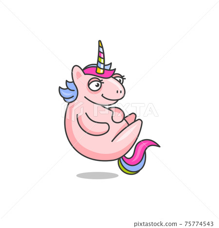 Cute Cartoon Unicorn Character Icon on White Background. Vector Cute Cartoon Unicorn Character Icon on White Background. Vector 75774543