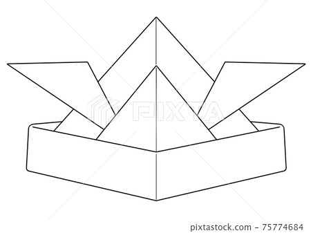 從上面看的摺紙製成的頭盔的線條藝術 75774684