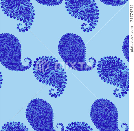 Turkish cucumber pattern in classic style. Traditional motif. Abstract retro texture. Vintage print. Turkish cucumber pattern in classic style. Traditional motif. Abstract retro texture. Vintage print. 75774753