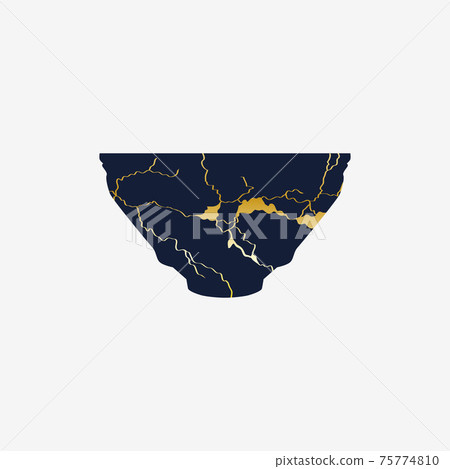 Repaired Japan vase kintsugi art color sketch engraving illustration. Scratch board style imitation. 75774810