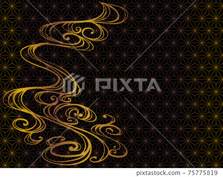 Japanese pattern black gold cloud hemp leaf Japanese pattern black gold cloud hemp leaf 75775819