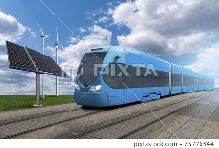 Futuristic blue train Futuristic blue train 75776344