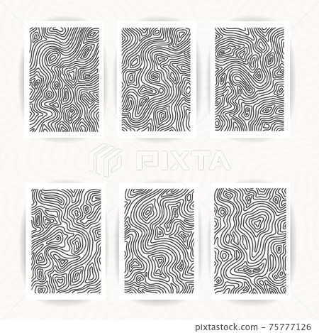 Black and white wave line pattern set. Template collection. Vector illustration. Black and white wave line pattern set. Template collection. Vector illustration. 75777126