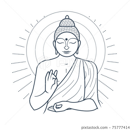 Makha Bucha Day black illustration Makha Bucha Day black illustration 75777414