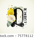The letter Q and Quince on a bright abstract background 75778112