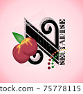 The letter N and Nectarine on a bright abstract background 75778115