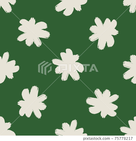 Abstract seamless pattern with simple flower elements ornament. Scrapbook backdrop with green background. Abstract seamless pattern with simple flower elements ornament. Scrapbook backdrop with green background. 75778217