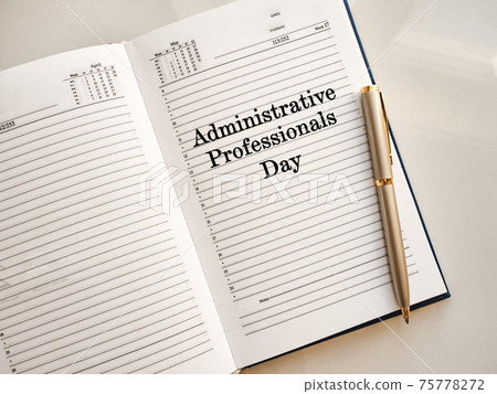 Admin Day Greeting Card. Close-up, view from above Admin Day Greeting Card. Close-up, view from above 75778272