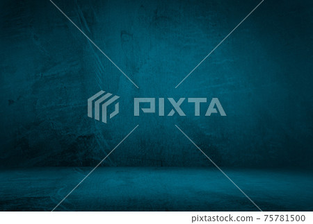 Vintage grunge blue concrete texture studio wall background with vignette. Vintage grunge blue concrete texture studio wall background with vignette. 75781500