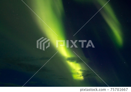 Northern lights detail view from Iceland. Green aurora Northern lights detail view from Iceland. Green aurora 75781667
