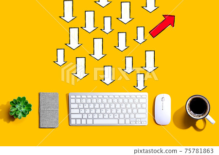 Arrow going in a different direction with a computer keyboard Arrow going in a different direction with a computer keyboard 75781863