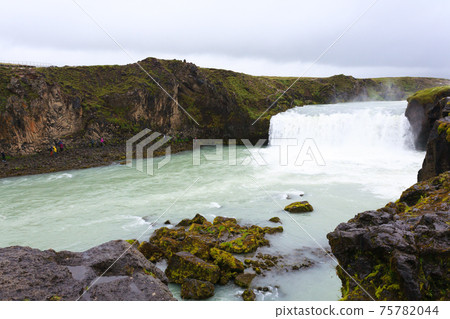 Godafoss falls in summer season view, Iceland 75782044