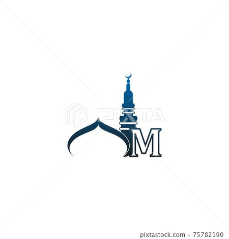 Letter M logo icon with mosque design illustration Letter M logo icon with mosque design illustration 75782190