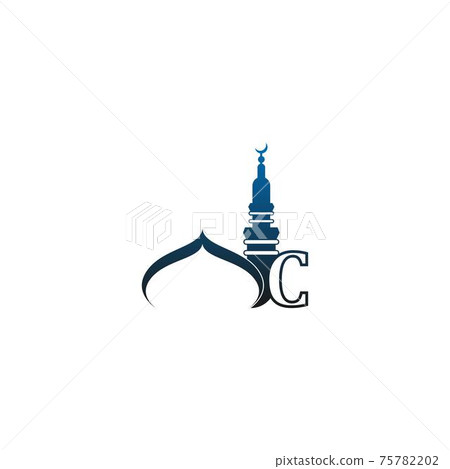 Letter C logo icon with mosque design illustration Letter C logo icon with mosque design illustration 75782202