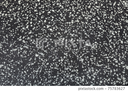 clean surface of a frying pan with a non-stick coating of dark color with a speck close-up, the texture of the coating of kitchen utensils. clean surface of a frying pan with a non-stick coating of dark color with a speck close-up, the texture of the coating of kitchen utensils. 75783627