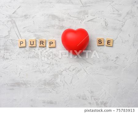 red heart and inscription purpose from wooden blocks red heart and inscription purpose from wooden blocks 75783913
