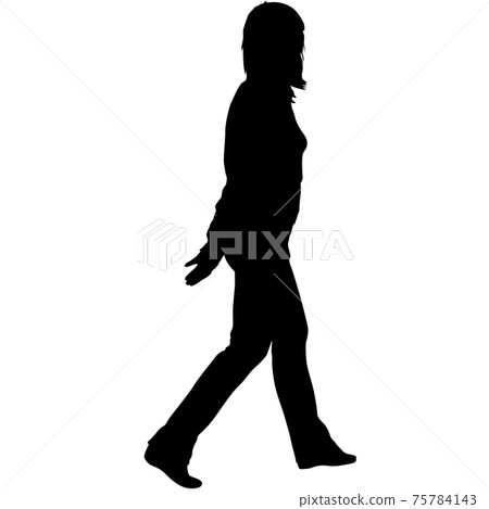 Silhouette of a walking girl on a white background 75784143