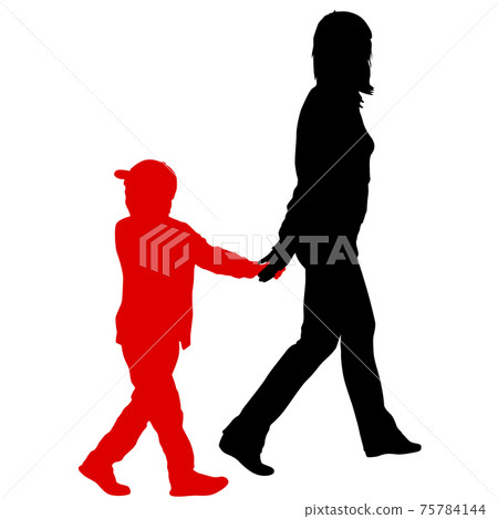 Silhouette of happy family on a white background Silhouette of happy family on a white background 75784144