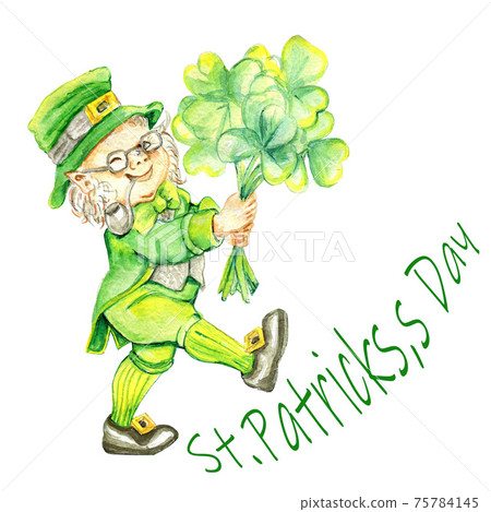 Handmade card with cheerful leprechaun for St. Patrick's day 75784145