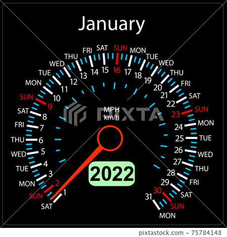 The 2022 year calendar speedometer car January 75784148