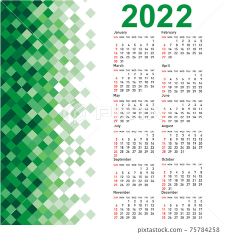 Stylish calendar with Abstract triangle mosaic background for 2022 Stylish calendar with Abstract triangle mosaic background for 2022 75784258