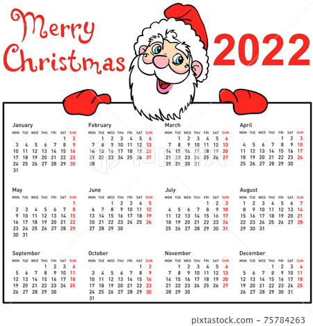 Stylish calendar withmuscular Santa Claus for 2022 75784263