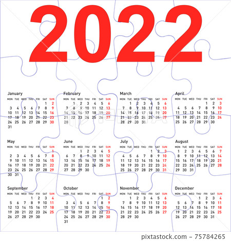 Calendar for 2022, jigsaw puzzle texture background Calendar for 2022, jigsaw puzzle texture background 75784265