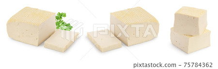 tofu cheese isolated on white background with clipping path and full depth of field, Set or collection tofu cheese isolated on white background with clipping path and full depth of field, Set or collection 75784362