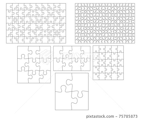 Blank Jigsaw Puzzle set. Simple line art style for printing and web bundle. Stock vector illustration 75785873