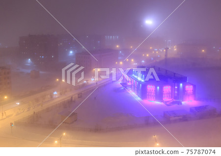 Top view on Norilsk city. Krasnoyarsk region, Russia. 75787074