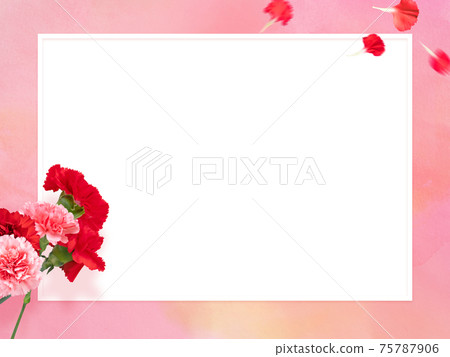 Pink watercolor textured frame with carnations-there are multiple variations Pink watercolor textured frame with carnations-there are multiple variations 75787906