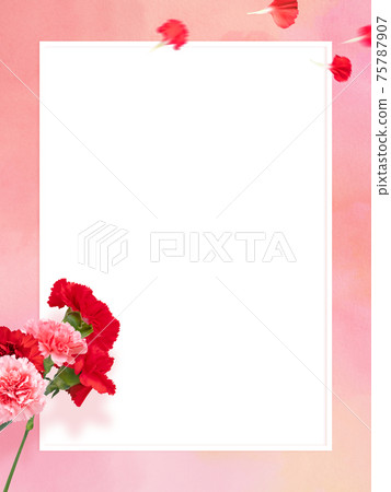 Pink watercolor textured frame with carnations-there are multiple variations Pink watercolor textured frame with carnations-there are multiple variations 75787907