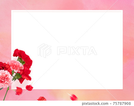 Pink watercolor textured frame with carnations-there are multiple variations Pink watercolor textured frame with carnations-there are multiple variations 75787908