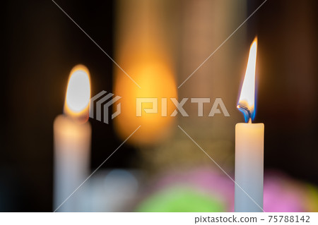 Altar_candles and incense sticks 75788142