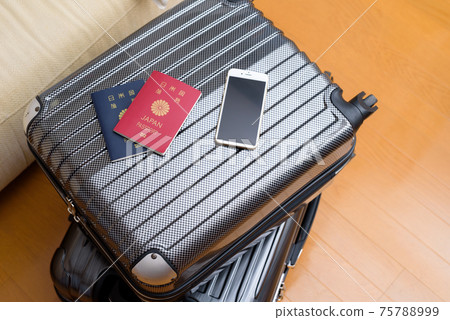準備出國旅行攜帶行李和護照 75788999
