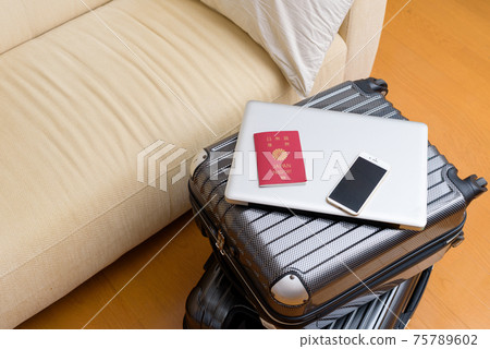 Preparation for overseas travel Carry bag and passport 75789602